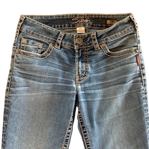 Silver Suki Cropped Capri Blue Jeans Size 28 - Picture 2 of 10